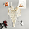 Women Teddy lingerie Sexy Underwear Erotic Corset Lace Mesh Sleepwear Nightwear  Embroidered strap one-piece sexy pajamas - Sabreeonline