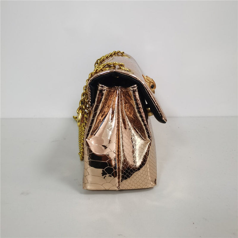 New Arrival Summer Shiny Snake Pattern Mirror Handbag Bright Colors Women Purse Cross Body Shoulder Bag Snakeskin Texture - Sabreeonline