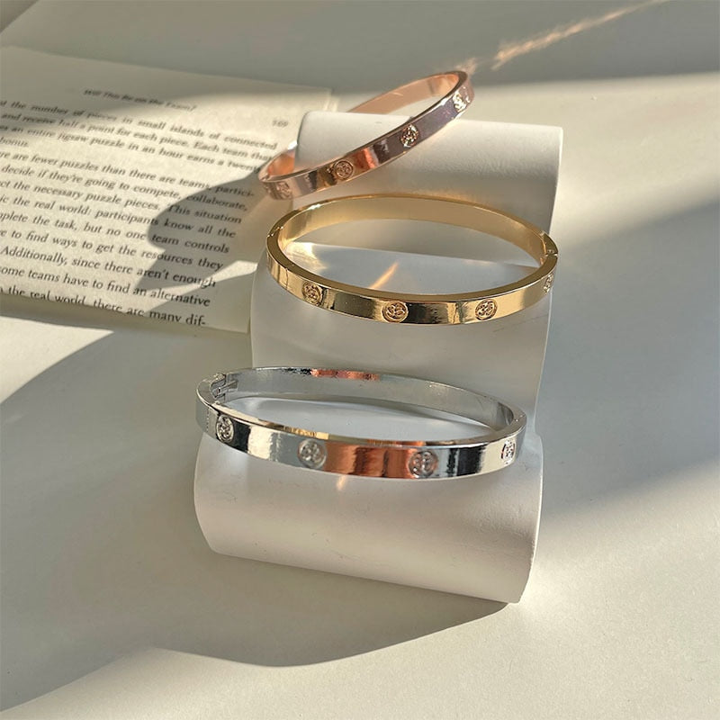 Women&#39;s Trendy Stainless steel Luxury Brand Bangle Bracelet Woman Man Wristband Bangles Gift Bracelets Femme 2022 New Design - Sabreeonline