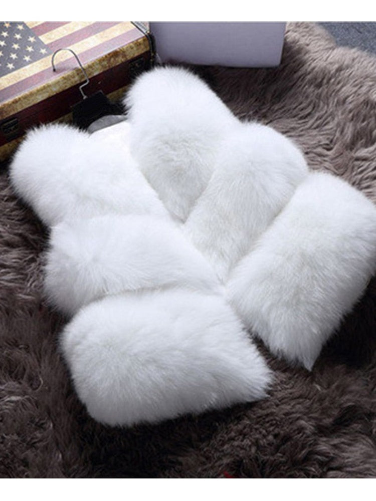 Thick Warm Faux Fox Fur Vest V-Neck - Sabreeonline