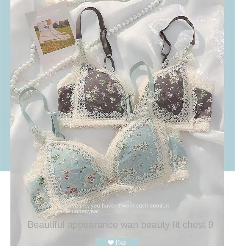 Women&#39;s Bra Briefs Suit Underwear Fashion Push Up Bra Sexy Lace Panties Girls&#39; Non Steel Ring Brassiere Female Sexy Lingerie Set - Sabreeonline