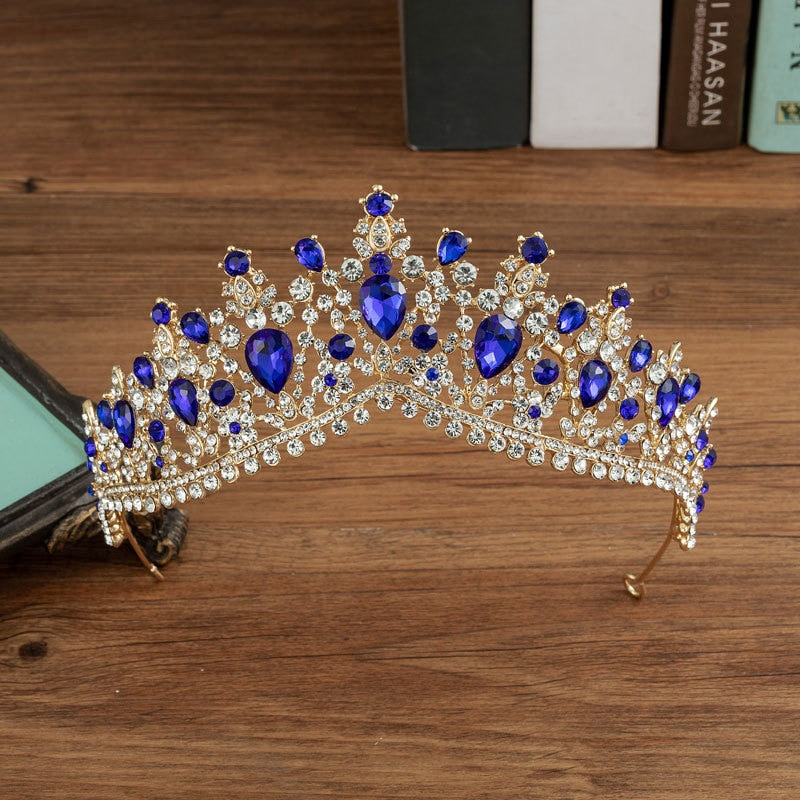 Baroque Crystal Water Drop Bridal Jewelry Sets Rhinestone Tiaras Crown Necklace Earrings for Bride Wedding Dubai Jewelry Set - Sabreeonline