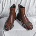 Chelsea Head Leather Ankle Boots Pointed Horse Boot - Sabreeonline