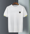New Simple Ellegant Embroidery Round Neck Ice Silk T-shirt - Sabreeonline