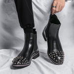 Chelsea Head Leather Ankle Boots Pointed Horse Boot - Sabreeonline