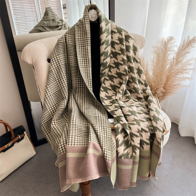 Luxury Brand Winter Cashmere Scarf for Women Fashion Warm Shawls and Wraps Pashmina Neckerchief Poncho Tassel Bufandas Echarpe - Sabreeonline