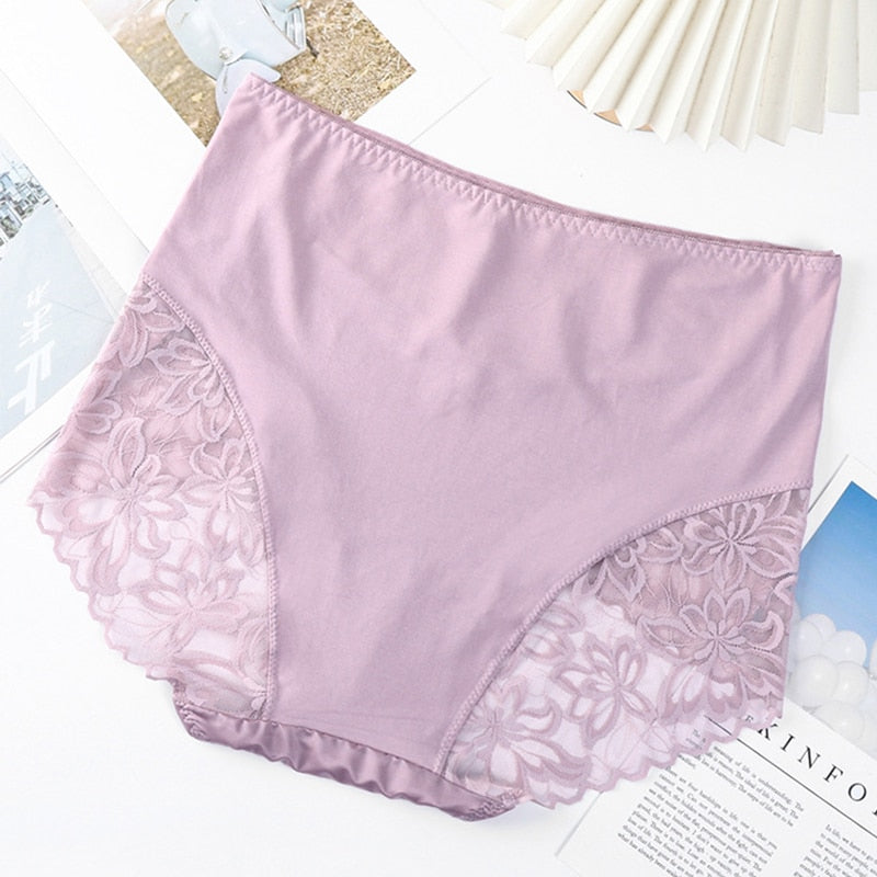 Plus Size Underwear for Women Sexy Thin Transparent Lace Modal Cotton Panties with High Waist Big Size Briefs of Large Sizes - Sabreeonline