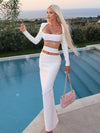 VC Summer Beach Dress Sets Women Slim Corset Cropped Top And Long Skirts Two Piece Set White Classy Outfits