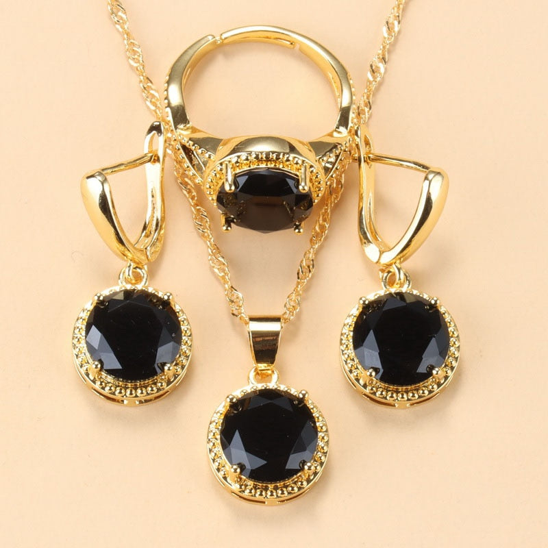 Sweet Princess Round Zircon 3 Piece Set - Sabreeonline