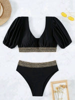 Swimsuit Puff Sleeve Bathing Suit - Sabreeonline