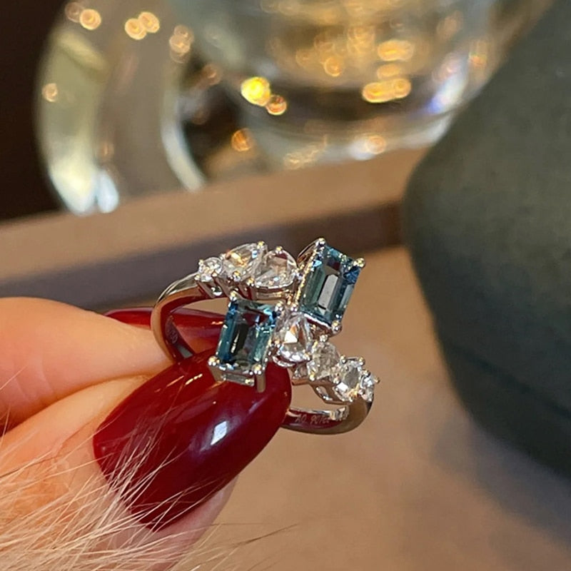 Luxury Water Drop Zirconia Adjustable Open Rings - Sabreeonline