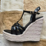Hemp rope women&#39;s shoes large size wedge heel platform sandals Simple European and American woven large size