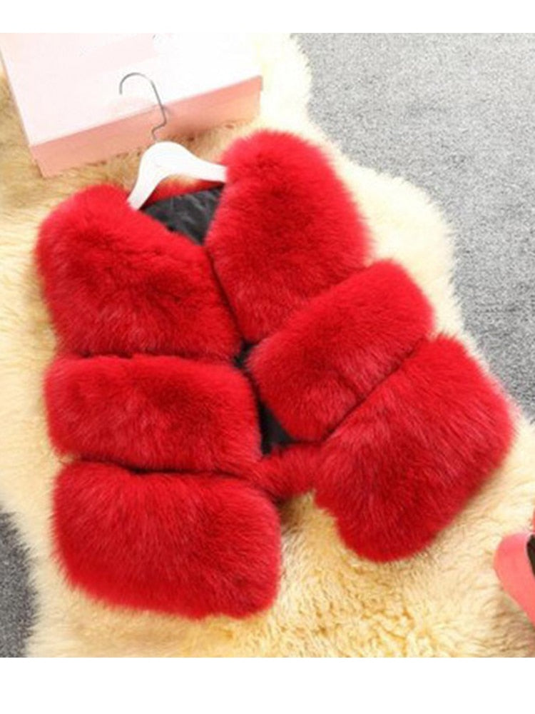 Thick Warm Faux Fox Fur Vest V-Neck - Sabreeonline