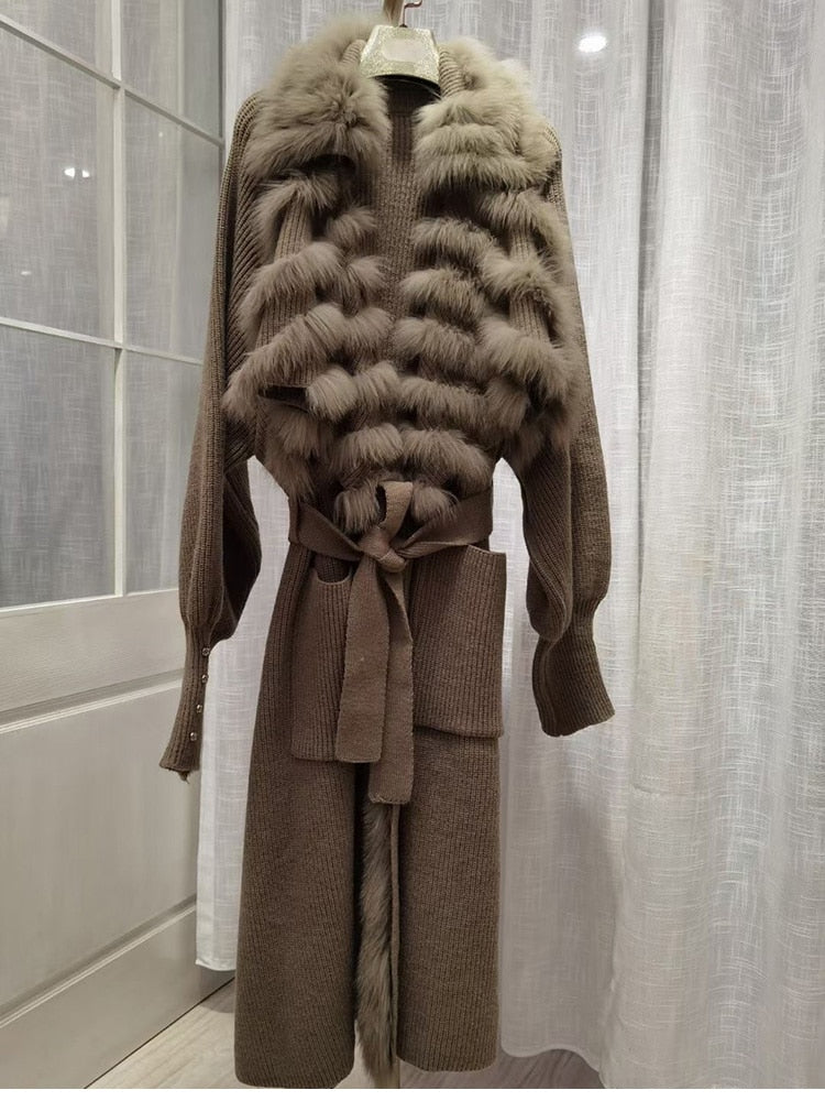Oversize Coat Fur Collar Long Length - Sabreeonline