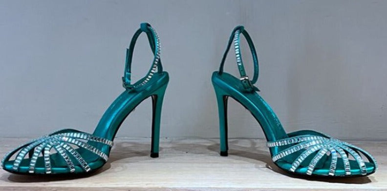 Crystal Buckle Shoes High Heels - Sabreeonline