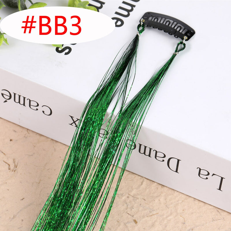 Rainbow Shiny Sparkle Hair Tinsel Kit Women Glitter Hair Extension Hair Bling Dazzles Girls Hippie Braiding Accessories - Sabreeonline