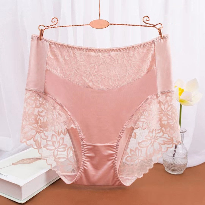 Plus Size Underwear for Women Sexy Thin Transparent Lace Modal Cotton Panties with High Waist Big Size Briefs of Large Sizes - Sabreeonline
