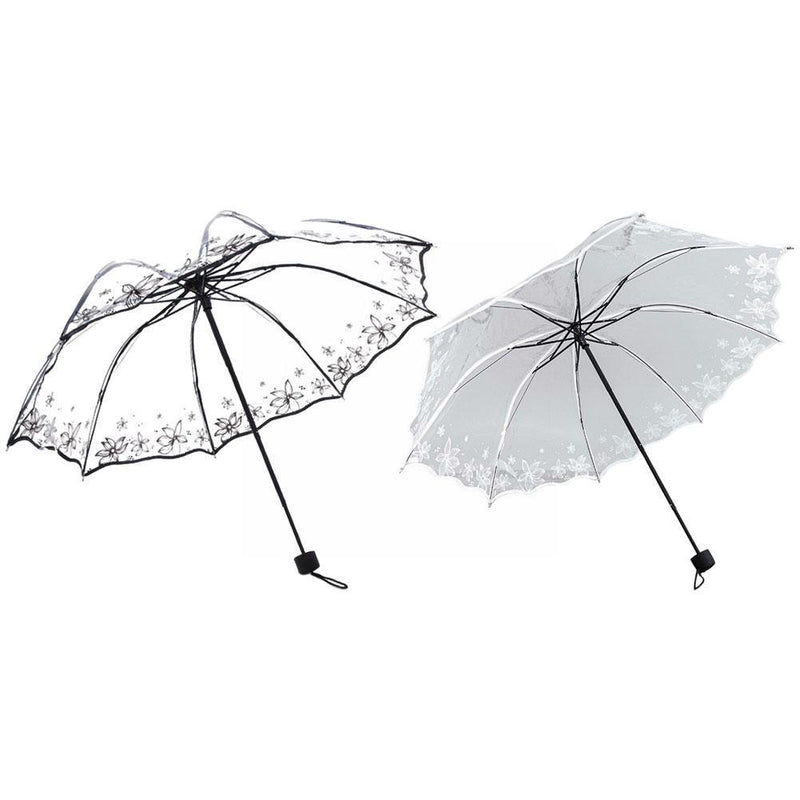 Transparent Fashionable Umbrella Luxurious Black Flow - Sabreeonline