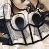 Sexy fishbone vest bra panty set eyelashes lace perspective soft steel ring anti-sagging underwear women bralette - Sabreeonline