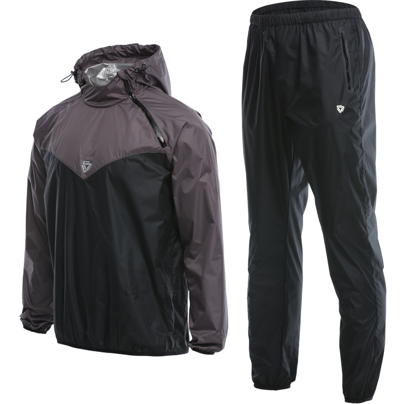 VANSYDICAL Sauna Suit Men Gym Clothing Set Hoodies Pullover Sportswear Running Fitness Weight Loss Sweating Sports Jogging Suit - Sabreeonline
