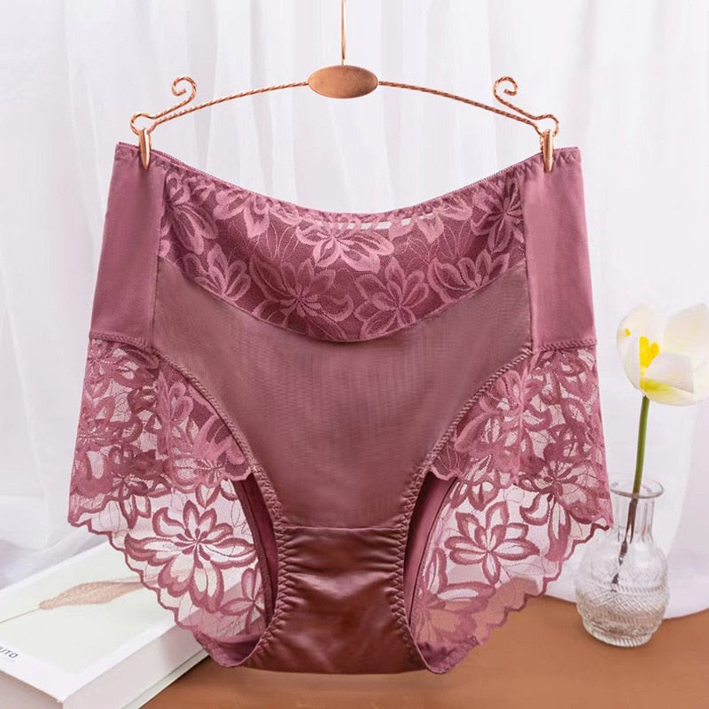 Plus Size Underwear for Women Sexy Thin Transparent Lace Modal Cotton Panties with High Waist Big Size Briefs of Large Sizes - Sabreeonline