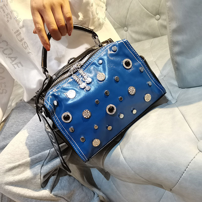 Ita Bag Rivet Diamond Women Handbags Real Leather Brand Designer Tote Bag Shoulder Crossbody Dual-use Sac a main - Sabreeonline