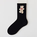 Bear Print Stripe Socks - Sabreeonline
