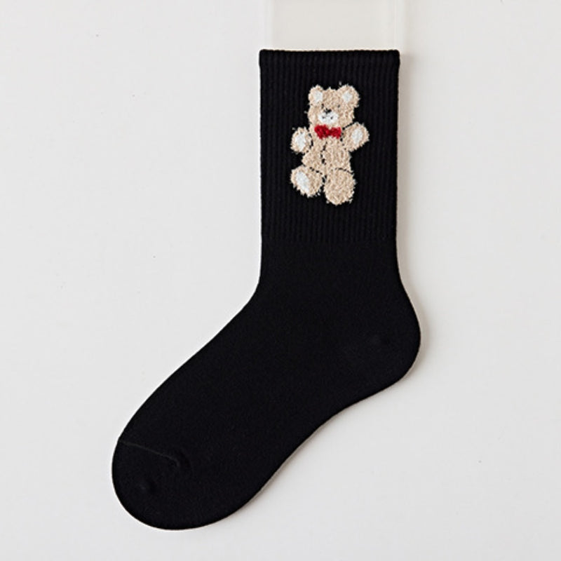 Bear Print Stripe Socks - Sabreeonline