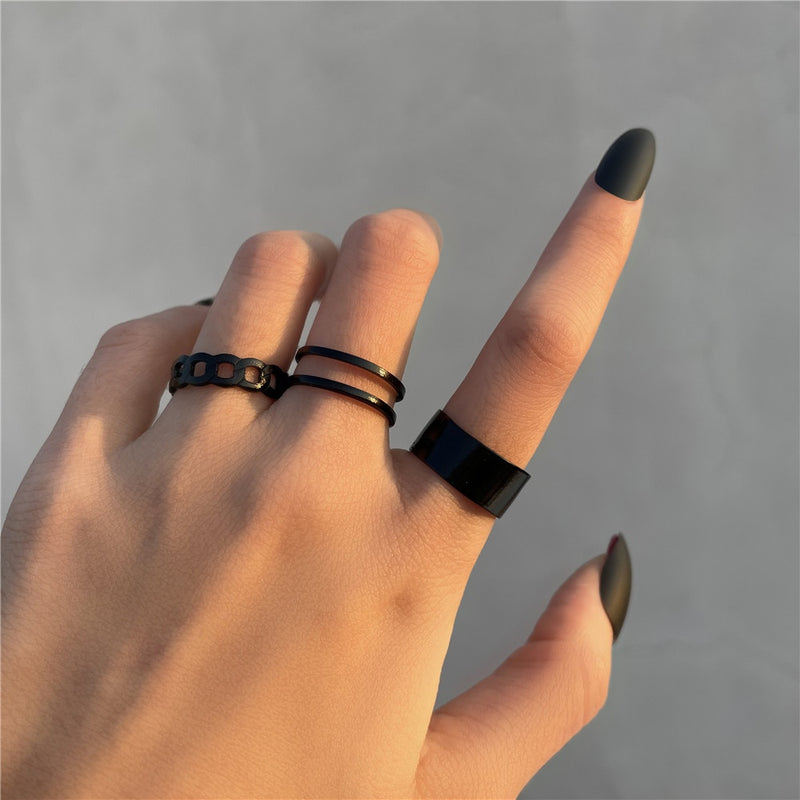 LATS 7pcs Fashion Jewelry Rings Set Round Opening Finger Ring for Girl - Sabreeonline