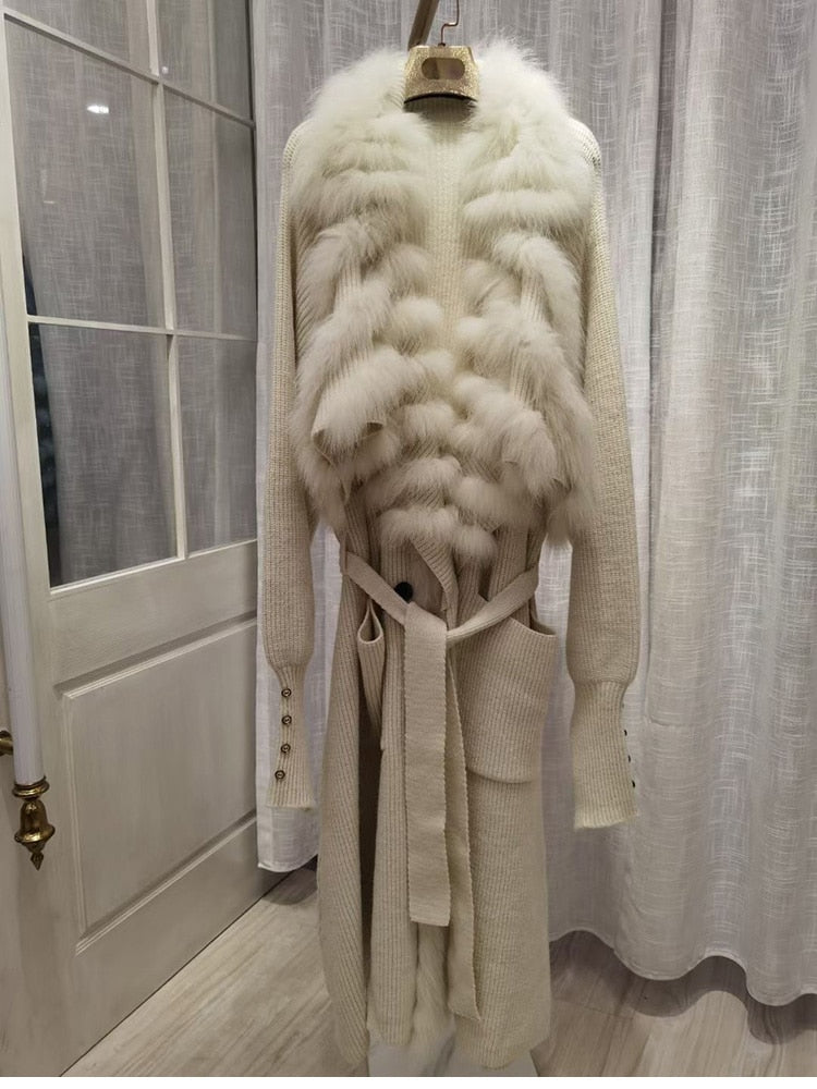 Oversize Coat Fur Collar Long Length - Sabreeonline