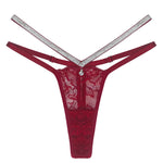Women Sexy Lace Panties Lingerie Rhinestone See Through Female Underwear Low Waist Thongs Gstring Sensual Lenceria Mujer T-back - Sabreeonline