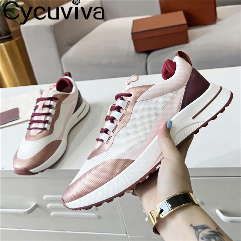 Men Running Shoes Lace Up Flat Tennis Shoes Male Mesh Breathable Patchwork Casual Walk Shoes for Men Comfortable Sneakers Men - Sabreeonline