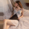 Temptation Pajama Embroidery Sling Sexy Sleepwear - Sabreeonline