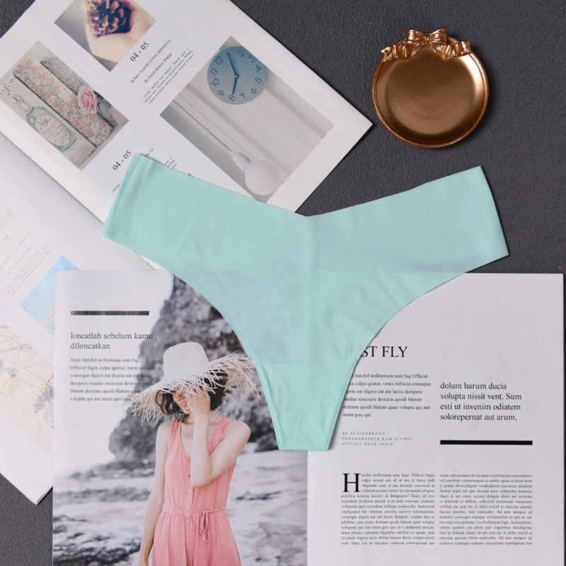 Women ruffles Underwear Invisible Seamless T Panties G-String Female Sexy Thongs Intimates Lingerie Ladies Briefs 1pcs abc01 - Sabreeonline