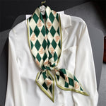 Elegant Print Satin Silk Skinny Scarf - Sabreeonline