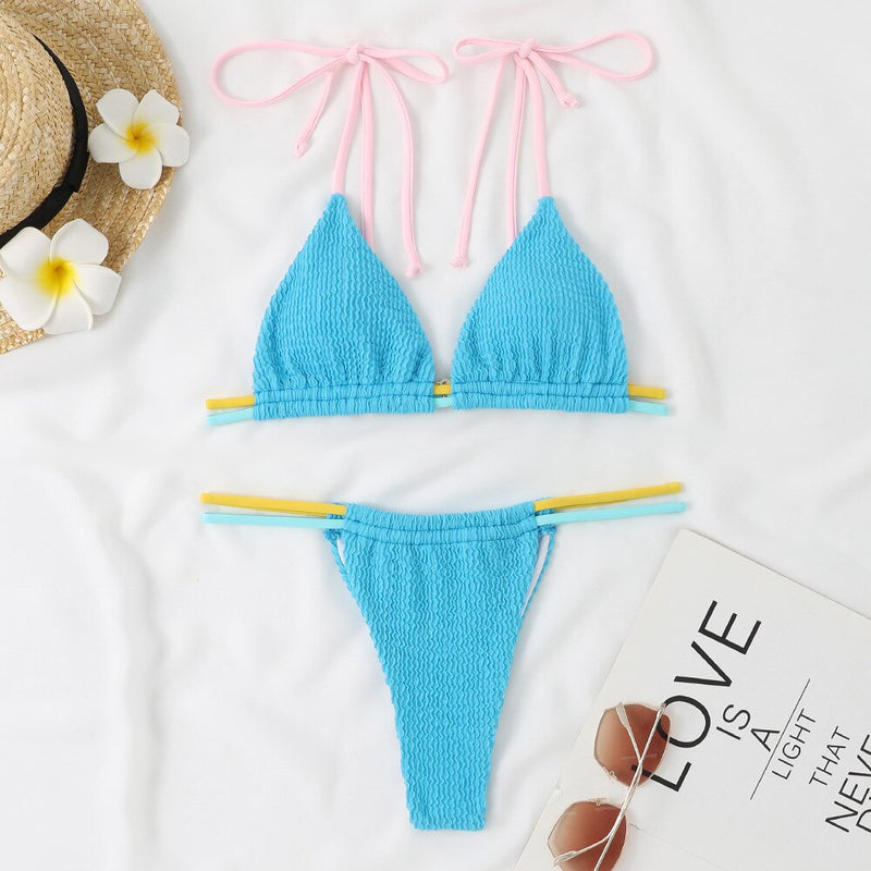 Solid Color Sexy Micro Mini Bikini Set