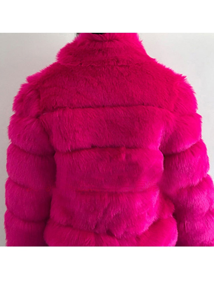 Woman Winter Faux-Fur Coat Elegant - Sabreeonline