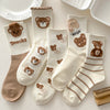 Japan Harajuku Style Cartoon Creative Striped Bear Socks Kawaii Print Funny Girl Socks Fashion Skateboard Woman Socks - Sabreeonline