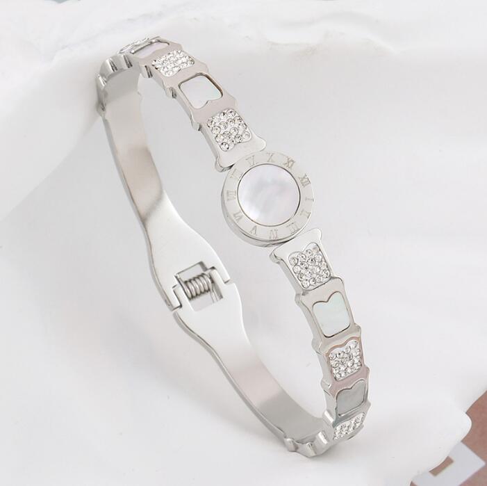 Four-leaf clover Roman alphabet animal micro-inlaid zircon titanium steel bracelet fashion jewelry for woman - Sabreeonline