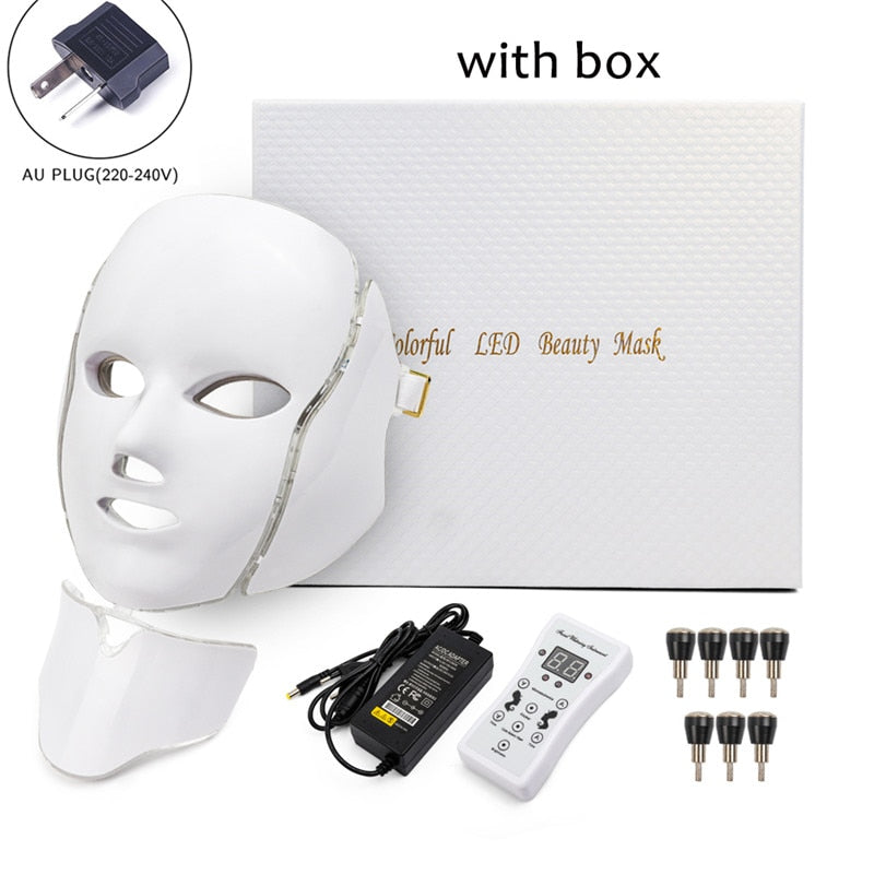 Led Facial Light Mask with Neck Tighten Anti Acne Wrinkle - Sabreeonline