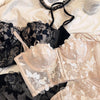 Rose Embroidery Perspective Lingerie Sexy Long Bra Set Thin Soft Steel Ring Top Underwear Anti-sagging Bralette Pantys Set - Sabreeonline