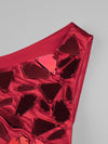 Red Dress Luxury Sequins High Slit - Sabreeonline