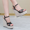 Shoes large size simple European and American braided hemp rope women&#39;s shoes wedge platform sandals