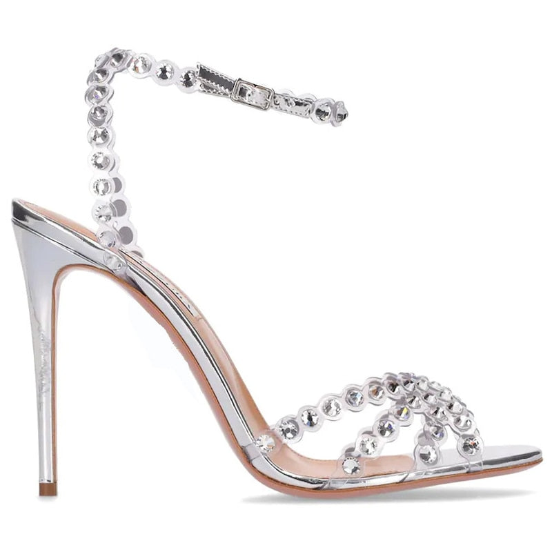 Summer Stiletto Fetish High Heel Sexy Women Luxury Sandal Crystal Ankle Strap Fashion Bridals Evening Party Lady Shoes 29-CHC-26 - Sabreeonline