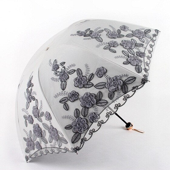 Flower Double Laye Coating Anti UV Umbrella - Sabreeonline
