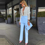 Splicing Color One Button Trousers Pants Formal Suits - Sabreeonline