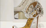 Thin High Heel Ankle Strap Shiny Crystal Shoes - Sabreeonline
