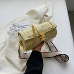 Small Barrel Shaped Leather Handbag - Sabreeonline