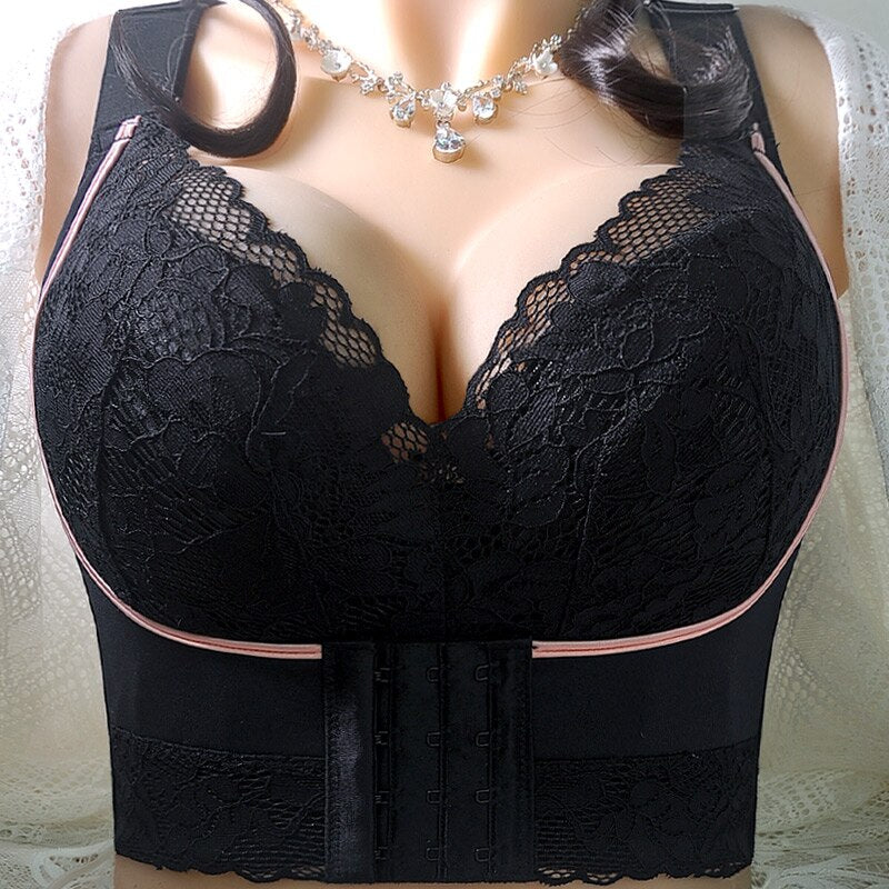 Front button lingerie Wireless bra Sexy lingerie Plus-size bra Lace bra for girl adjustable full CDE - Sabreeonline