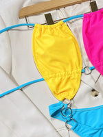 Vigorashely 2023 Sexy Solid Patchwork Swimwear Women Halter Push UP One Piece Swimsuit Monokini Hollow High Cut Bathing Suit